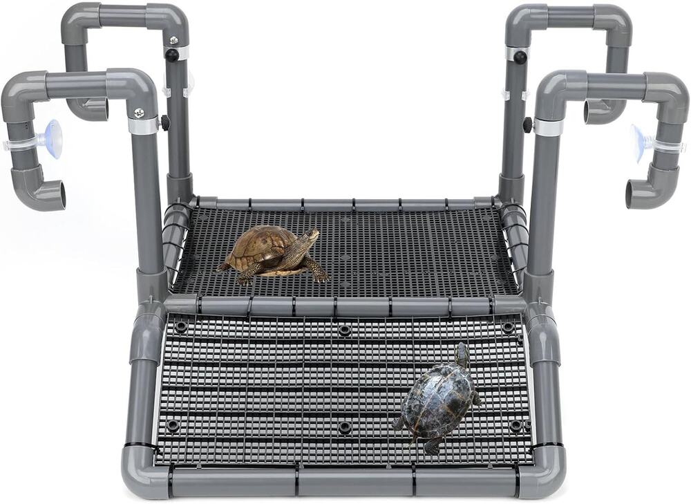 XL Turtle Reptile Basking Platform Dry Dock w Adjustable Height & Non-Slip Ramp